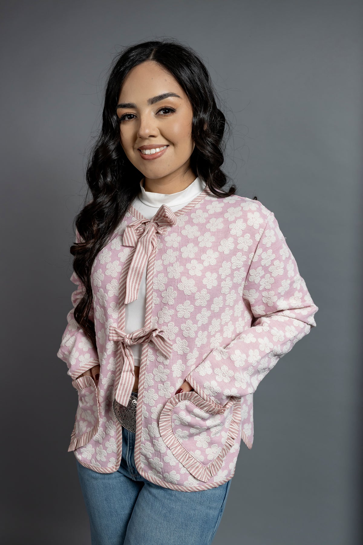 Heart Pocket Bow Cardigan