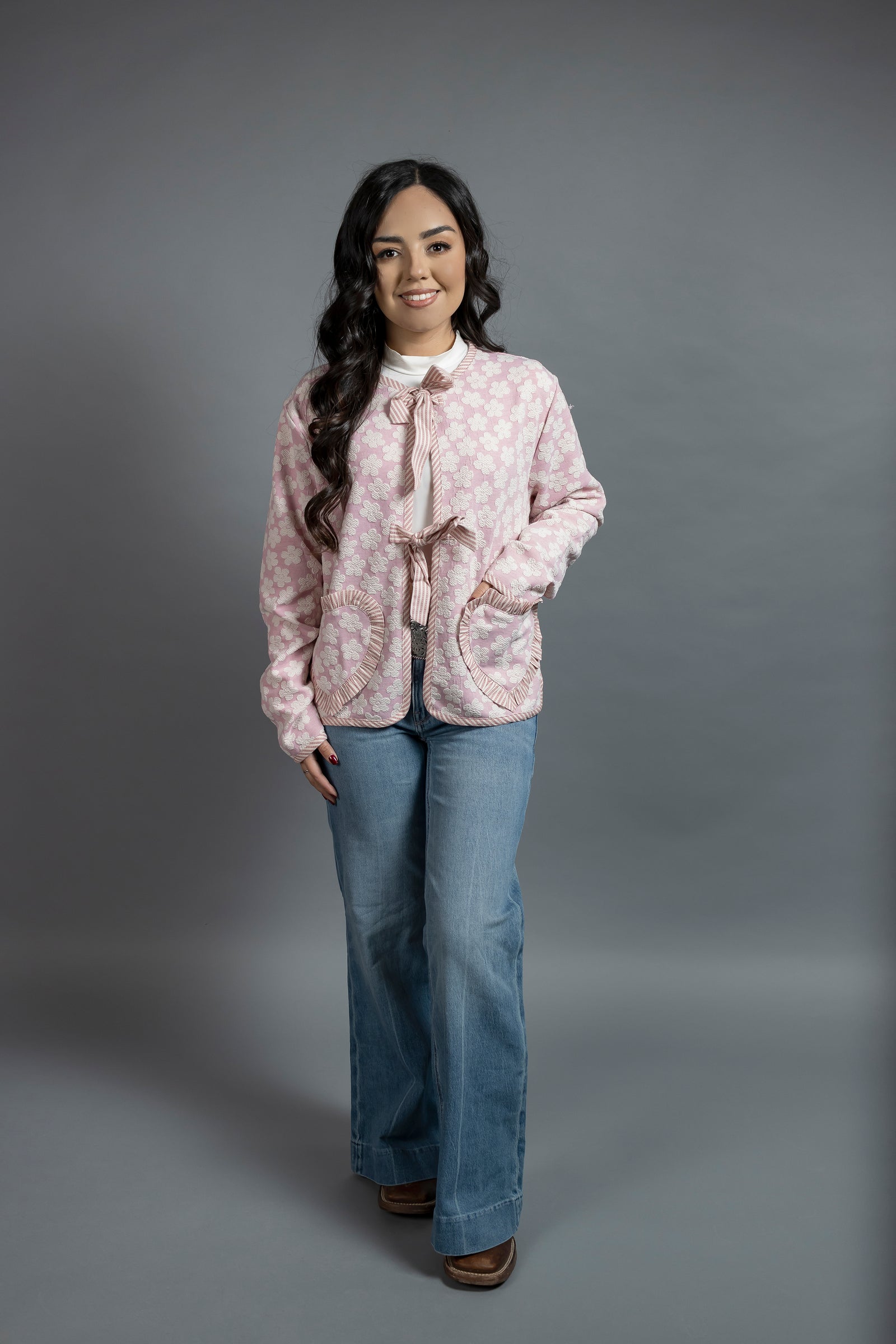 Heart Pocket Bow Cardigan