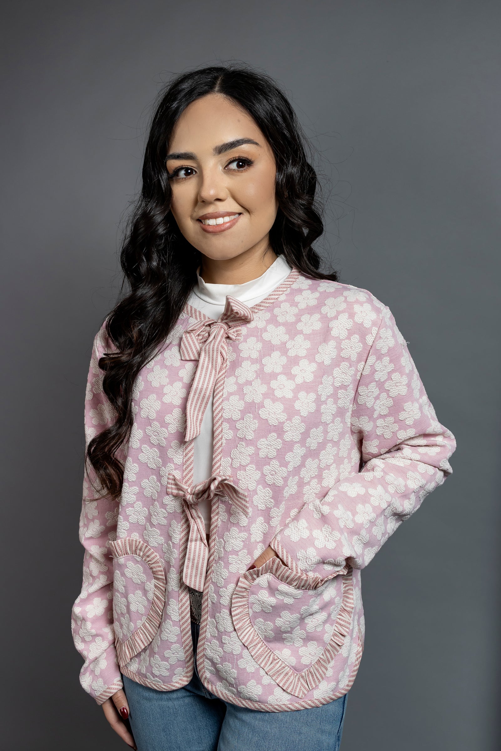 Heart Pocket Bow Cardigan