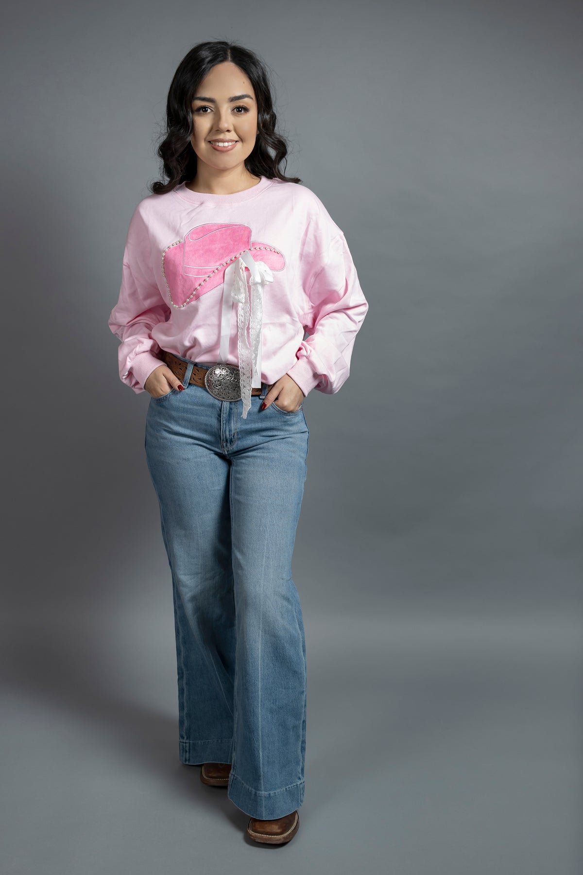 Pink Cowgirl Hat Sweatshirt