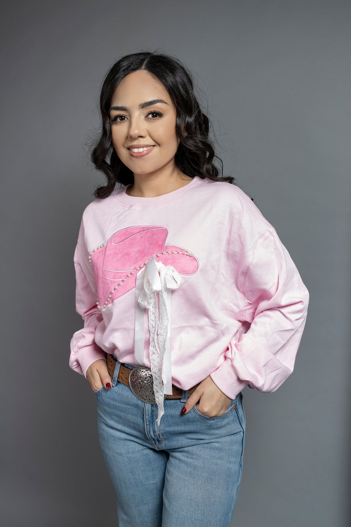 Pink Cowgirl Hat Sweatshirt