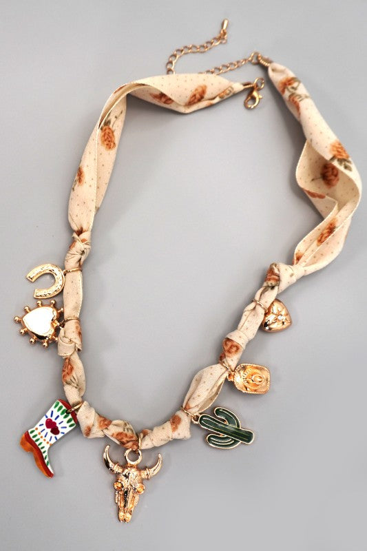 Beige Scarf Charm Necklace