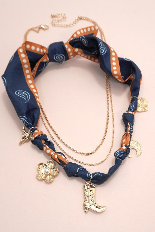 Navy Blue Scarf Necklace