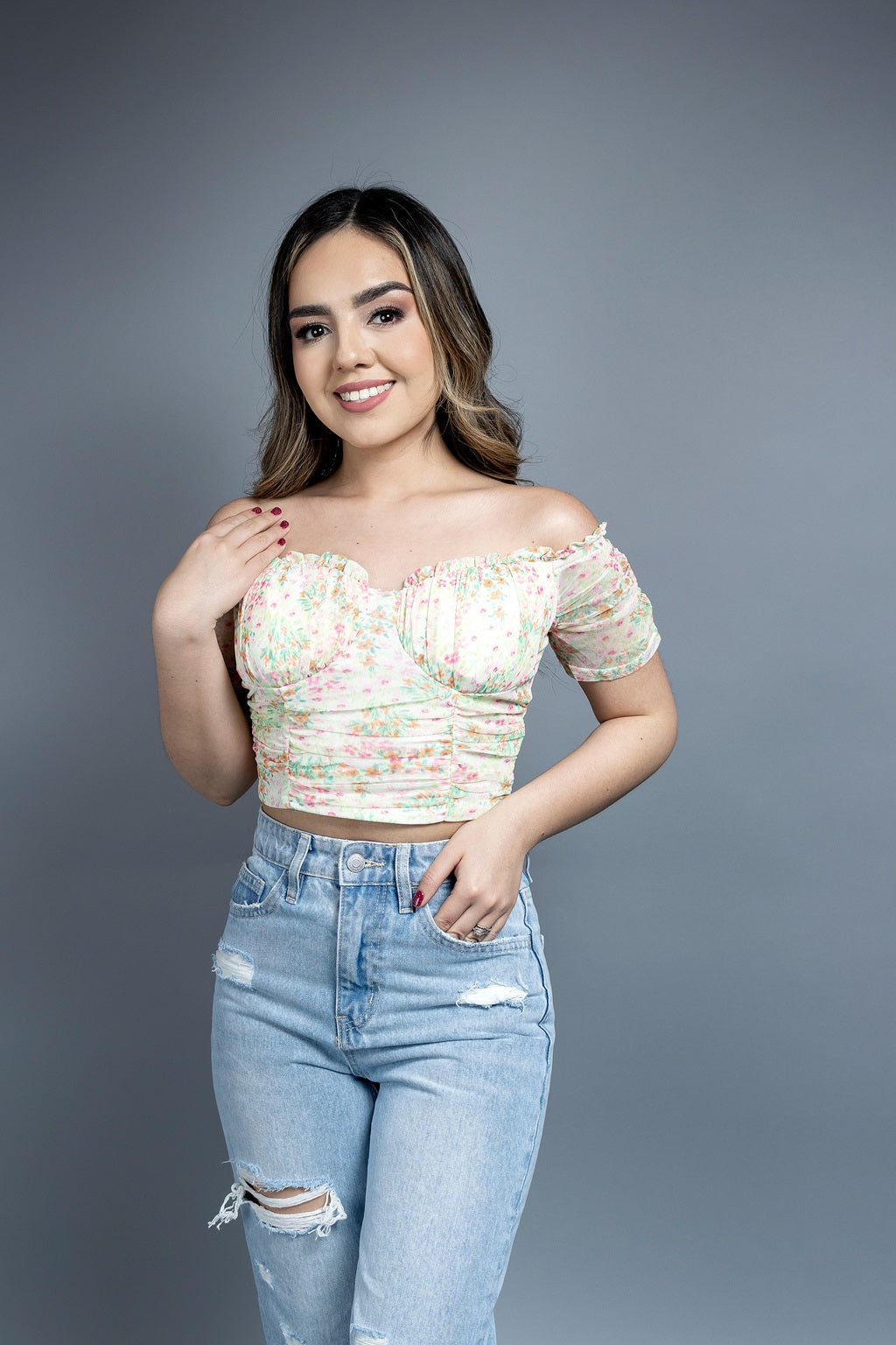 Glenda Flower Top