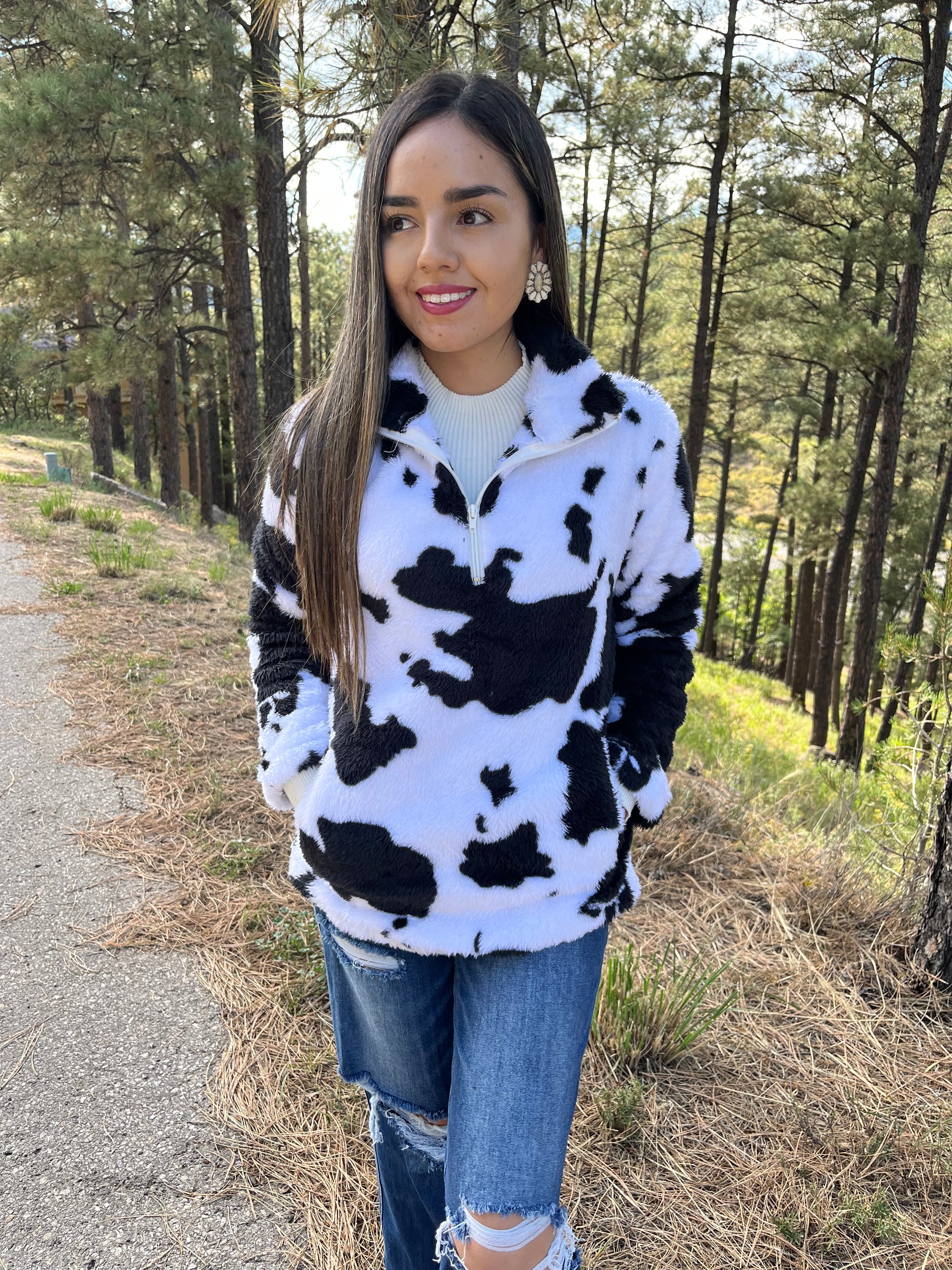 Cow Print Pullover